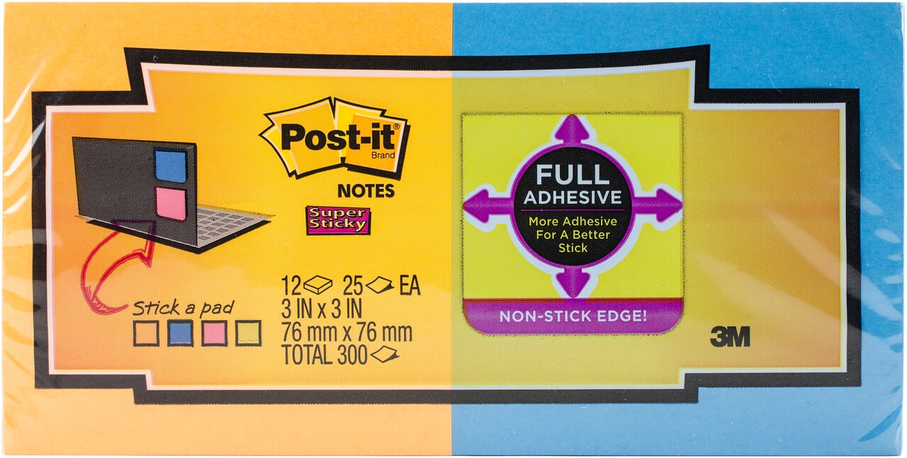 Post-It Super Sticky Full Adhesive Notes 3&#x22;X3&#x22; 12/Pkg-Rio De Janiero